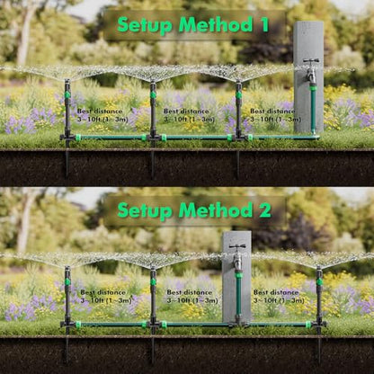 RESTMO Sprinklers for Yard, Above Ground Irrigation Garden Sprinkler System - color: Green, size: 2 Pack