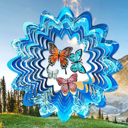 Butterfly Wind Spinner, 12 inch Metal Wind Spinners Outdoor - color: Mandala Butterfly