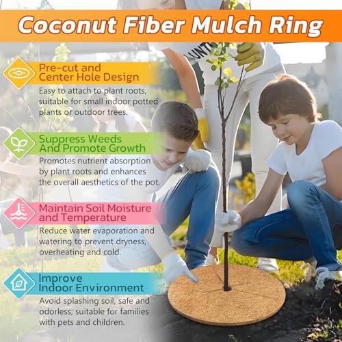 Legigo 4 Pack Coconut Fiber Mulch Ring Tree Plant Protector Mat, 24 Inch - color: 4 Pack, size: 24 Inch