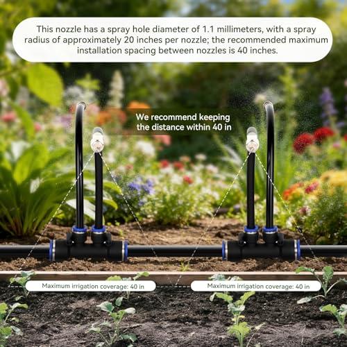 100FT High-Flow Irrigation System for Garden, 12mm Main Tubing, 60 Nozzles - size: 100Ft