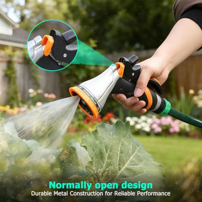 QUOBAS Metal Garden Hose Nozzle, Heavy Duty Water Hose Sprayer, Leak Proof - color: Orange