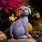 Nacome Dog Outdoor Statues for Garden with Solar Butterfly - color: Garden Dog