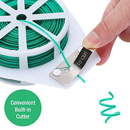 Twist Ties, Plastic Coated Wire for Garden Plant, Built-in Cutter, 328 Feet