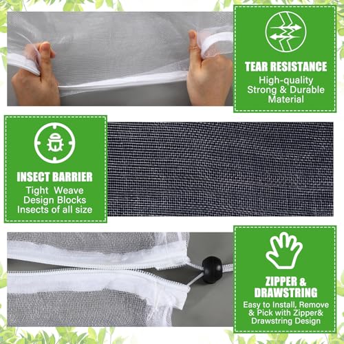 1 Pcs Large Fruit Tree Netting 15 X 15 Ft with Zipper Drawstring - size: 15 x 15 ft
