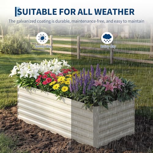 Garvee 2PCS 6x3x2ft Galvanized Raised Garden Bed, Outdoor Planter Box - color: Beige-rect., size: 6x3x2ft 2pcs