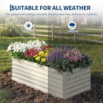 Garvee 2PCS 6x3x2ft Galvanized Raised Garden Bed, Outdoor Planter Box - color: Beige-rect., size: 6x3x2ft 2pcs