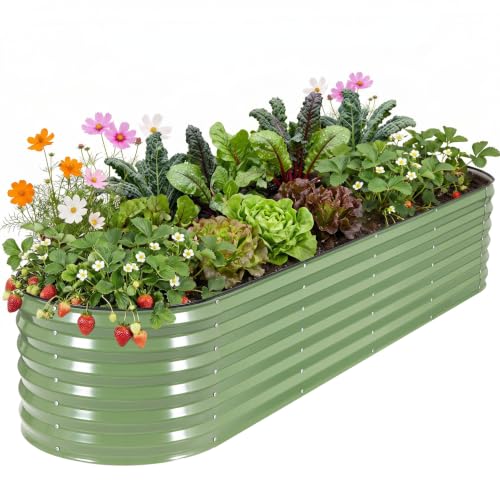Galvanized Raised Garden Bed, 9-in-1 Modular, 8x2x1.4ft, Olive Green - color: Olivegreen, size: 8x2x1.4ft