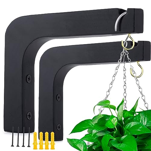 2 Pack 5.9 inch Wooden Wall Hooks for Hanging Plants, Black - color: Black