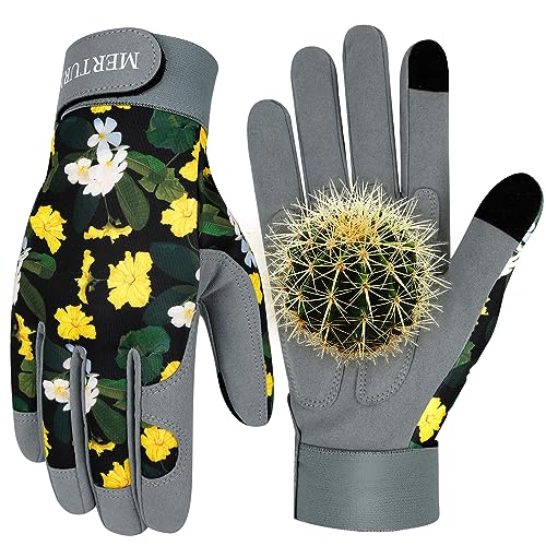 Gardening Gloves for Women Tough Leather Thorn Proof Gardening Gloves Work Gloves for Women - color: Colorf