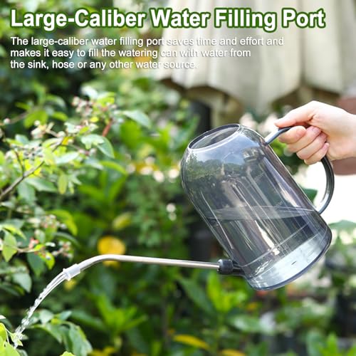 Plastic Watering Can Upgrade Version, Plant Watering Can with Stainless Steel Long Spout, 2L/68oz Clear Measurement Markings Long Spout Watering Can for Indoor Plants and Flowers Easy Fill-Grey - color: Upgrade Version - Grey