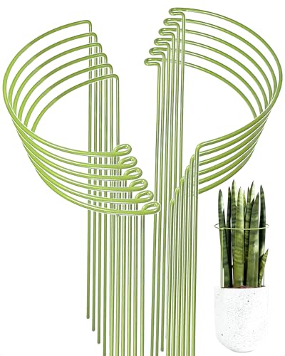 12-Pack Plant Support Stakes, Steel Stakes for Indoor Plants, Monstera & Peony Support, Tall Plant Sticks for Snake Plant, Climbing Vines, Metal Garden Stakes (10" W x 15.8" H) - size: 10"x15.8", 12-Pack