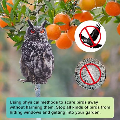 Owl Scarer for Gardens, 2Pack Fake Owl Hanging Effective Cardboard Owl Deterrent for Garden Patio Windows - color: 2 Feathered Owl02