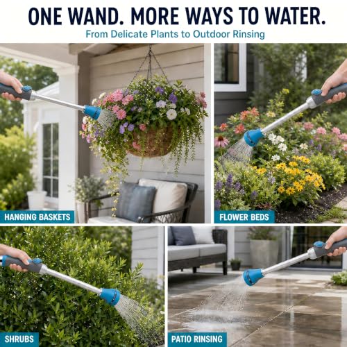 18 Inch Watering Wand for Garden Hose with 8 Spray Patterns