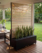 73" Metal Privacy Planter Box with Trellis on Wheels, Matte Teak - color: Matte Teak Color