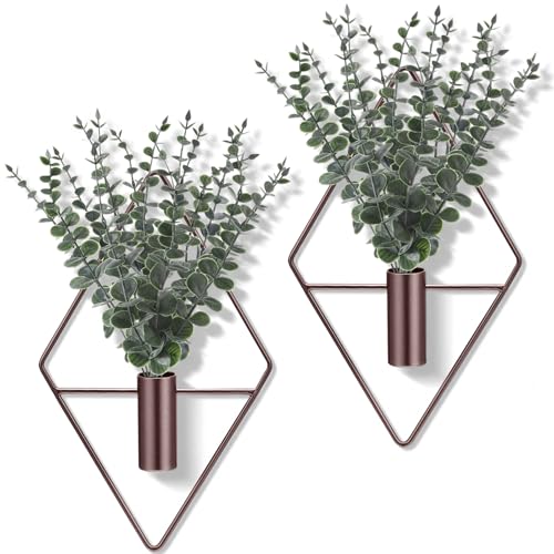 Jexine 2 Pcs Hanging Artificial Planters Wall Decor, Bronze, Eucalyptus - color: Bronze, size: Eucalyptus