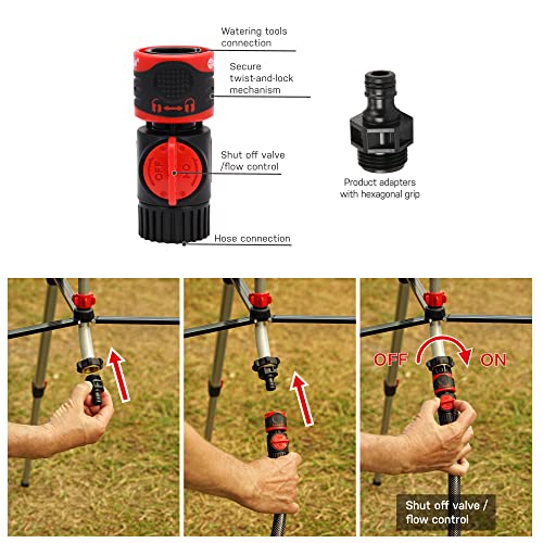Eden 94156 PRO Metal Telescoping Tripod Adjustable 6-Pattern Mobile Rotary Gear Drive Garden Sprinkler for Yard W/Premium Quick Connect Starter Set - style: Telescoping Metal Tripod