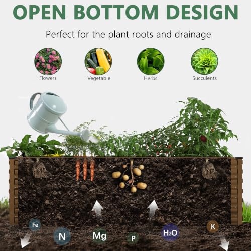 FOOWIN 8x4x2ft Raised Garden Bed Outdoor, Galvanized Steel Garden Beds - color: Brown, size: 8x4x2 FT-2PC