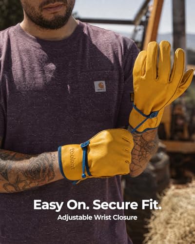 toolant DRIHIDE Leather Work Gloves, Water Resistant Top Grain Cowhide, Durable & Comfortable for Gardening, Ranching - size: Medium