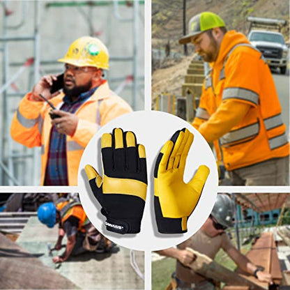 SAWANS Leather Gardening Gloves Working for Women and Men Utility Dexterity Breathable Garden Work Safety Gloves - size: Medium