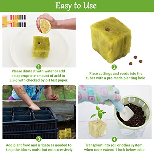 Legigo 1.2 Inch Rockwool Cubes Seed Starter Plugs for Hydroponics, 144Plugs - color: 4 Sheet, size: 1.2" Plugs