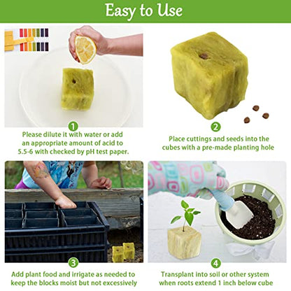 Legigo 1.2 Inch Rockwool Cubes Seed Starter Plugs for Hydroponics, 144Plugs - color: 4 Sheet, size: 1.2" Plugs