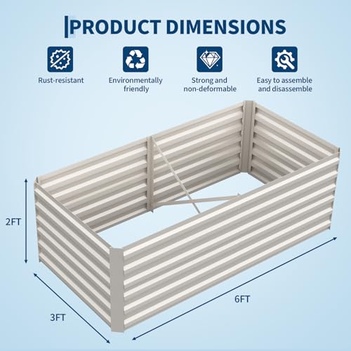 Garvee 2PCS 6x3x2ft Galvanized Raised Garden Bed, Outdoor Planter Box - color: Beige-rect., size: 6x3x2ft 2pcs