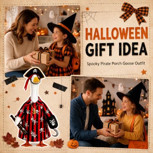 Halloween Porch Goose Outfit, Pirate Costume for 23-Inch Lawn Statue - color: Pirate