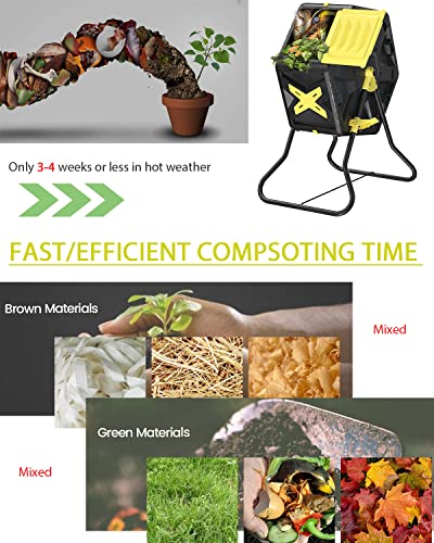 18.5 Gal Tumbling Compost Bin from BPA Free Material - Outdoor Single Rotating Chamber Composters，with Easy-Turn, Fast-Working System for Garden/Patio - size: 18.5 Gal