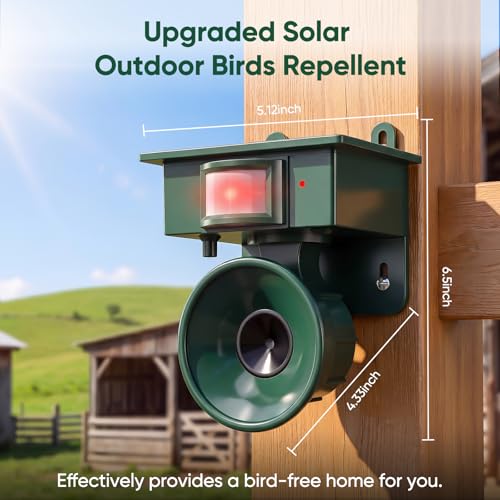 2026 Upgraded Solar Ultrasonic Bird Repellent Devices Outdoor (2-Pack)
