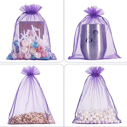 HRX Package 100pcs Mesh Organza Bags 6x9 in for Gift Giving, Large (Purple) - color: purple