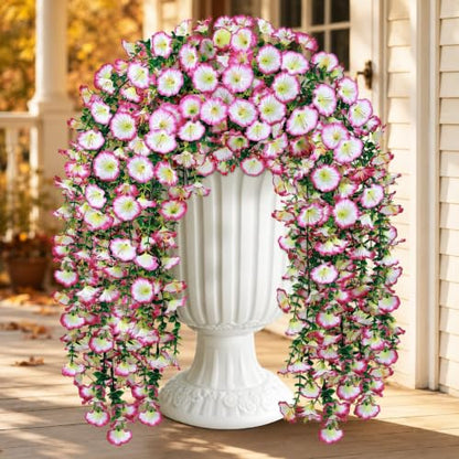 Artificial Hanging Flowers for Outdoors, 2 PCS 300 Blooms, Pink - color: Pink