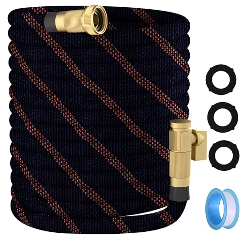 Garden Hose 50ft - Non-Expandable, Flexible, Kink-Free - 3/4'' Fitting High-Pressure & Lightweight Garden Water Hose with Burst Resistance - All-Weather Use for Gardens, Car Washing & Pet Care