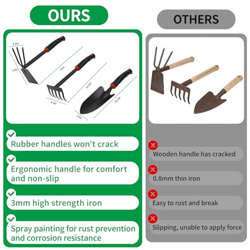 Gardening Tool Set, 10Pc Heavy Duty Garden Kit with Repotting Mat