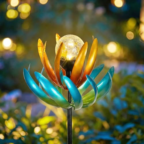 Solar Wind Spinners Outdoor, Metal Garden Windmill for Yard Decoration