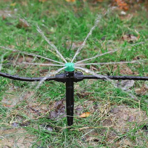 HUISUYTON 30pcs Drip Irrigation Emitters for 1/4" Drip Irrigation Tubing - size: 30Pcs Double Tube Drippers