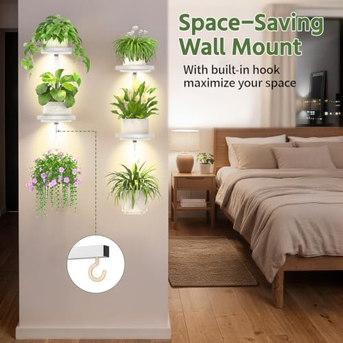 LASZOLA Plant Hanger Holder Shelf Wall Indoor with Lights, 2 Pcs White - color: Pure White, size: 2