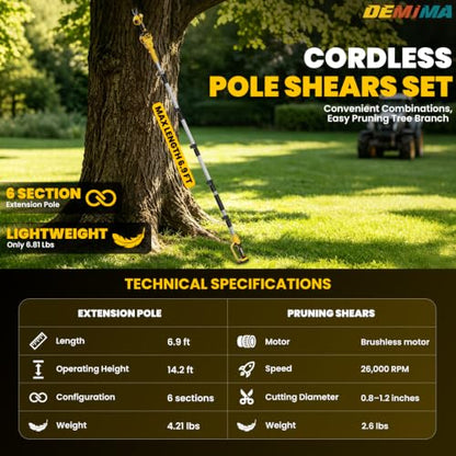 2-In-1 Electric Pruning Shears Set Compatible with Dewalt 20V Battery