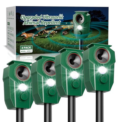 Solar-Powered Ultrasonic Animal Repeller for Outdoor Yards & Gardens with Motion Sensor – Waterproof Deer Repellent Devices Repel Deer, Raccoons, Rabbits & Cats