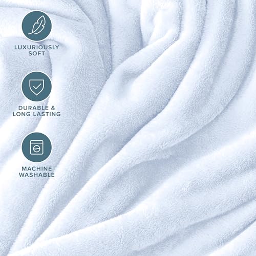 Bare Home Fleece Blanket Luxury Microplush (Full/Queen, Blue Mist) - color: 09 - Blue Mist, size: Full/Queen