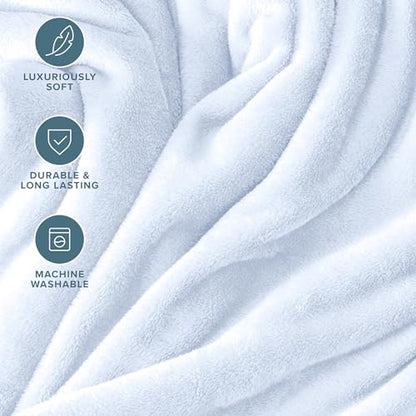 Bare Home Fleece Blanket Luxury Microplush (Full/Queen, Blue Mist) - color: 09 - Blue Mist, size: Full/Queen