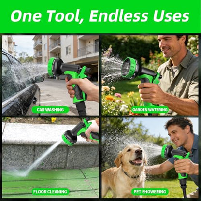 Besiter Garden Hose Nozzle with 10 Spray Patterns : 2 Pack High Pressure Water Sprayer for Car Washing, Pet Bathing & Lawn Care with Lock Feature & Comfort Grip – Fits All 3/4" Standard Hoses Thread - color: BlueGreen
