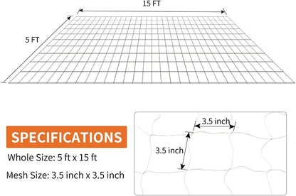 Tcamp Heavy-Duty Polyester Plant Trellis Netting - size: 3.5" Mesh(5*15 Ft) - 2Pack