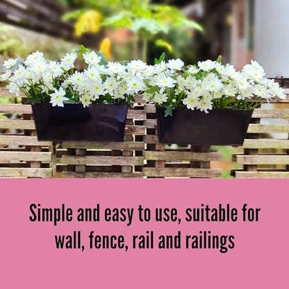 LaLaGreen Outdoor Planter Box (16 in, 6 Pack) Black Metal Rail Fence Pots