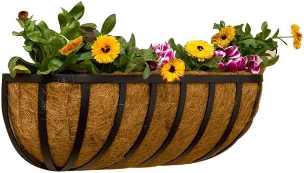 1 Pack 24 Inch Pre-Formed Trough Coco Liner for Window Boxes & Railing Planters, Thickened Natural Coconut Coir Replacement Liner, No Cutting Needed, Durable for Outdoor Balcony Garden - size: 24inch/1Pack
