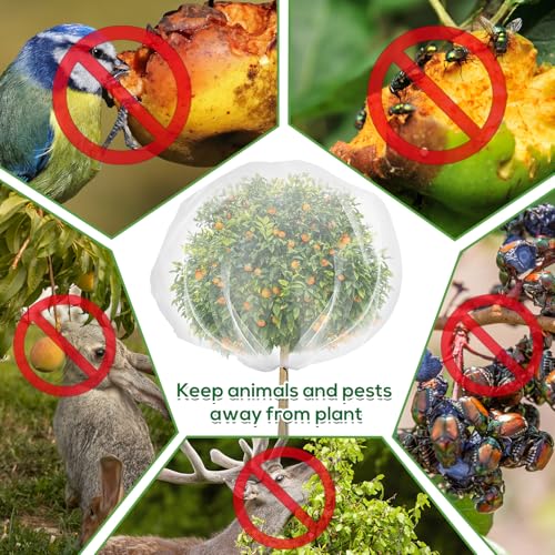 2 Pack 8.2 x 6.6 ft Fruit Tree Netting Covers with Drawstring - size: 8.2 x 6.6 FT/2Pack