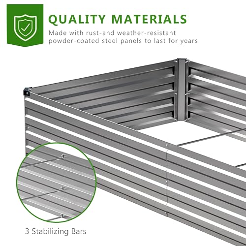 2PCS 6x3x1ft Galvanized Raised Garden Bed Kit,Metal Planter Box for Vegetables,Flowers,Herbs Durable Rust-Resistant Patio Gardening Beds,Silver - color: Sliver, size: 6x3x1(2PCS)