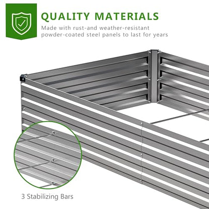 2PCS 6x3x1ft Galvanized Raised Garden Bed Kit,Metal Planter Box for Vegetables,Flowers,Herbs Durable Rust-Resistant Patio Gardening Beds,Silver - color: Sliver, size: 6x3x1(2PCS)