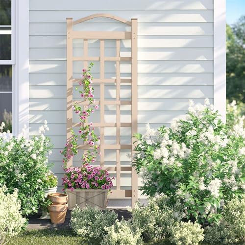 Dura-Trel PVC Garden Trellis for Climbing Vine Plants, Cambridge, Mocha, 28" x 76" - color: Mocha