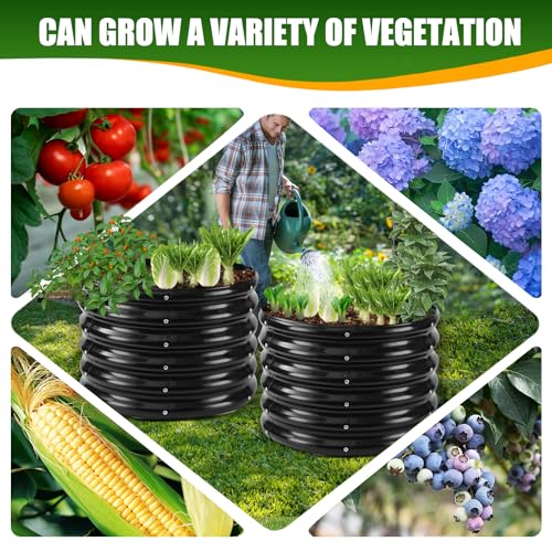 TBMLC 17" Tall,24" Diameter Elevated Round Metal Raised Garden Bed Black - color: Black, size: 2FT Diameter