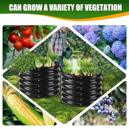 TBMLC 17" Tall,24" Diameter Elevated Round Metal Raised Garden Bed Black - color: Black, size: 2FT Diameter